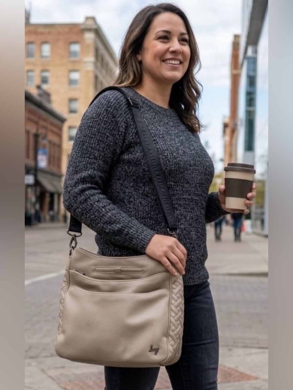 LUG Cable Car Vegan Sand Taupe Tan Crossbody Shoulder Bag